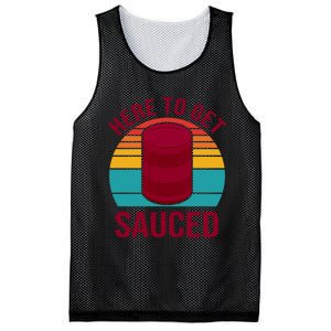 Here To Get Sauced Funny Retro Mesh Reversible Basketball Jersey Tank