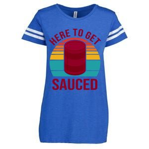 Here To Get Sauced Funny Retro Enza Ladies Jersey Football T-Shirt