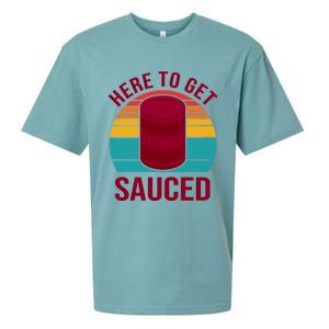 Here To Get Sauced Funny Retro Sueded Cloud Jersey T-Shirt