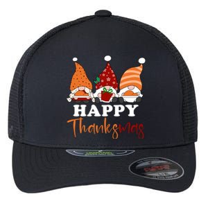 Happy Thanksmas Gnomes Thanksgiving Christmas Great Gift Flexfit Unipanel Trucker Cap