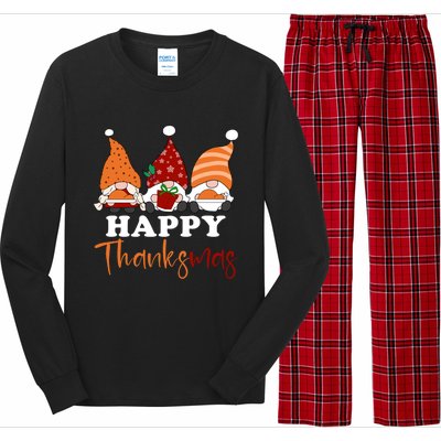 Happy Thanksmas Gnomes Thanksgiving Christmas Great Gift Long Sleeve Pajama Set