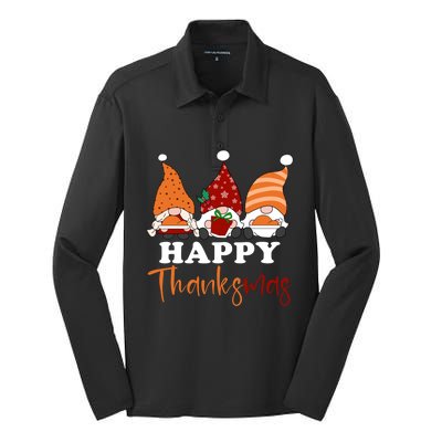 Happy Thanksmas Gnomes Thanksgiving Christmas Great Gift Silk Touch Performance Long Sleeve Polo