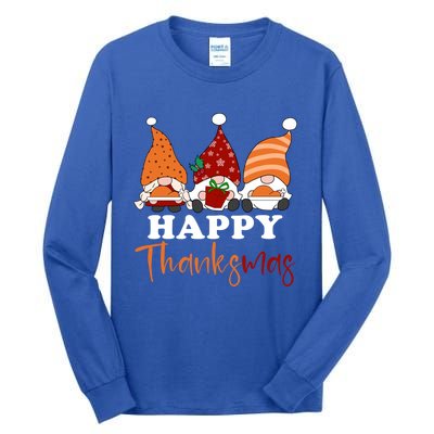 Happy Thanksmas Gnomes Thanksgiving Christmas Great Gift Tall Long Sleeve T-Shirt