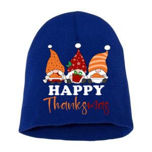 Happy Thanksmas Gnomes Thanksgiving Christmas Great Gift Short Acrylic Beanie