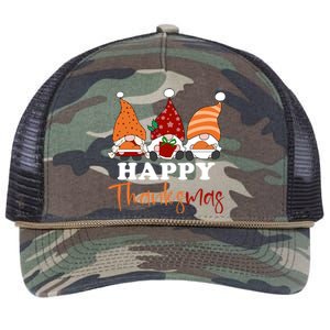 Happy Thanksmas Gnomes Thanksgiving Christmas Great Gift Retro Rope Trucker Hat Cap