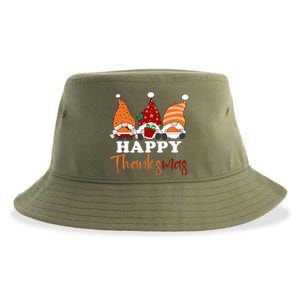 Happy Thanksmas Gnomes Thanksgiving Christmas Great Gift Sustainable Bucket Hat