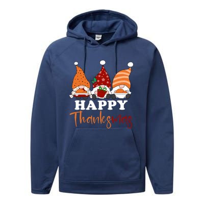 Happy Thanksmas Gnomes Thanksgiving Christmas Great Gift Performance Fleece Hoodie