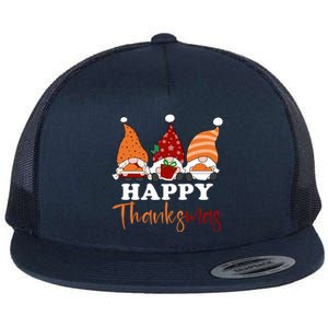 Happy Thanksmas Gnomes Thanksgiving Christmas Great Gift Flat Bill Trucker Hat