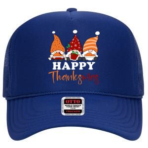 Happy Thanksmas Gnomes Thanksgiving Christmas Great Gift High Crown Mesh Back Trucker Hat