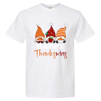 Happy Thanksmas Gnomes Thanksgiving Christmas Great Gift Garment-Dyed Heavyweight T-Shirt