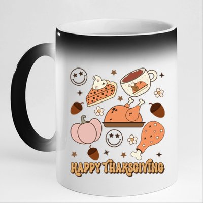 Happy Thanksgiving Groovy Family Thanksgiving Matching Outfits 11oz Black Color Changing Mug