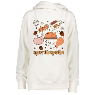 Happy Thanksgiving Groovy Family Thanksgiving Matching Outfits Womens Funnel Neck Pullover Hood