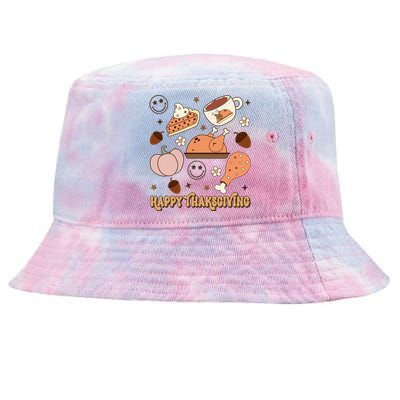 Happy Thanksgiving Groovy Family Thanksgiving Matching Outfits Tie-Dyed Bucket Hat