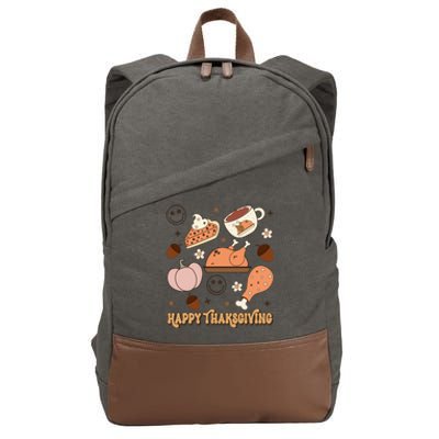 Happy Thanksgiving Groovy Family Thanksgiving Matching Outfits Cotton Canvas Backpack