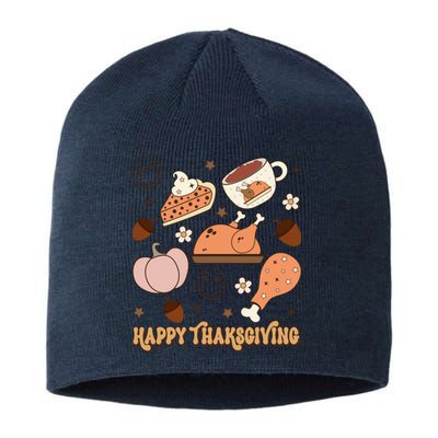 Happy Thanksgiving Groovy Family Thanksgiving Matching Outfits Sustainable Beanie