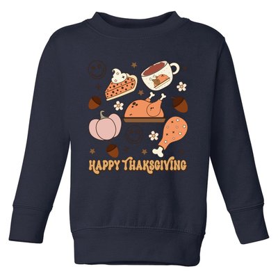 Happy Thanksgiving Groovy Family Thanksgiving Matching Outfits Toddler Sweatshirt