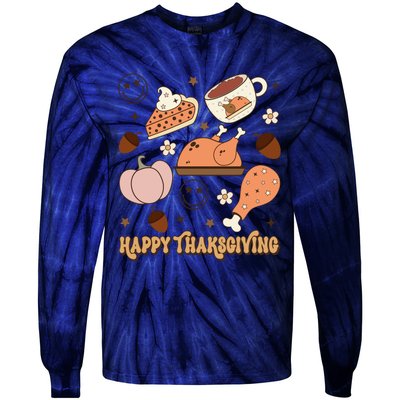 Happy Thanksgiving Groovy Family Thanksgiving Matching Outfits Tie-Dye Long Sleeve Shirt