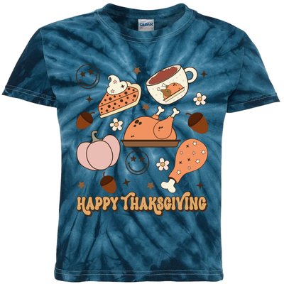 Happy Thanksgiving Groovy Family Thanksgiving Matching Outfits Kids Tie-Dye T-Shirt