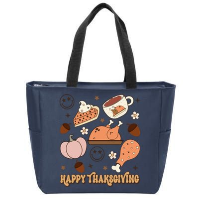 Happy Thanksgiving Groovy Family Thanksgiving Matching Outfits Zip Tote Bag