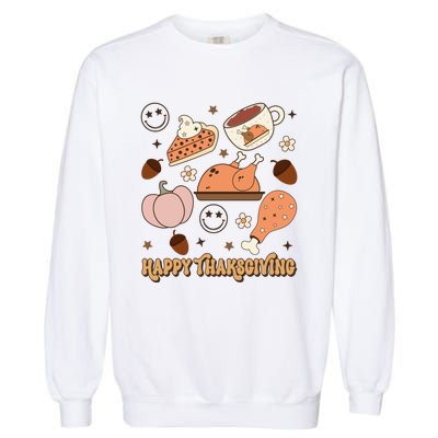 Happy Thanksgiving Groovy Family Thanksgiving Matching Outfits Garment-Dyed Sweatshirt