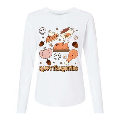 Happy Thanksgiving Groovy Family Thanksgiving Matching Outfits Womens Cotton Relaxed Long Sleeve T-Shirt