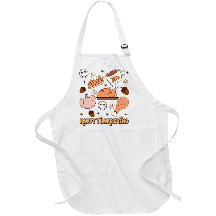 Happy Thanksgiving Groovy Family Thanksgiving Matching Outfits Full-Length Apron With Pockets