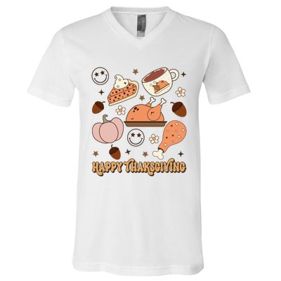 Happy Thanksgiving Groovy Family Thanksgiving Matching Outfits V-Neck T-Shirt