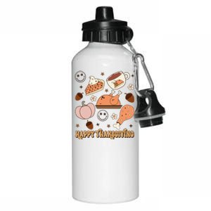 Happy Thanksgiving Groovy Family Thanksgiving Matching Outfits Aluminum Water Bottle