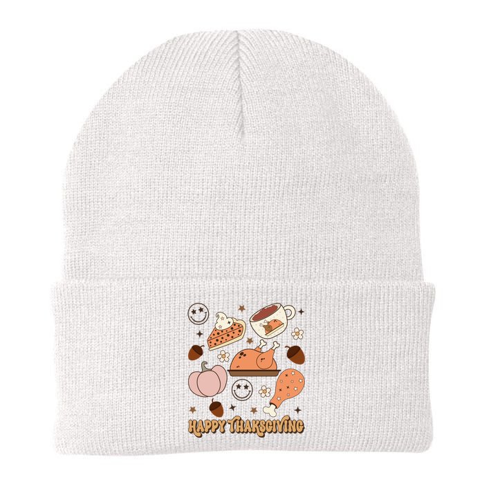 Happy Thanksgiving Groovy Family Thanksgiving Matching Outfits Knit Cap Winter Beanie