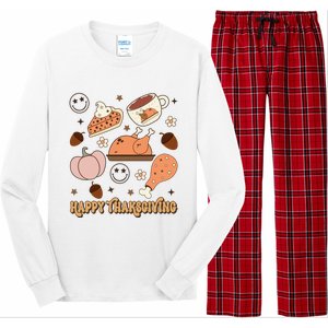 Happy Thanksgiving Groovy Family Thanksgiving Matching Outfits Long Sleeve Pajama Set