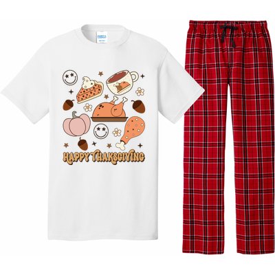 Happy Thanksgiving Groovy Family Thanksgiving Matching Outfits Pajama Set