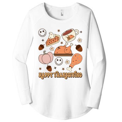 Happy Thanksgiving Groovy Family Thanksgiving Matching Outfits Women's Perfect Tri Tunic Long Sleeve Shirt