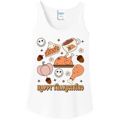 Happy Thanksgiving Groovy Family Thanksgiving Matching Outfits Ladies Essential Tank