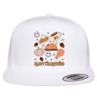 Happy Thanksgiving Groovy Family Thanksgiving Matching Outfits Flat Bill Trucker Hat