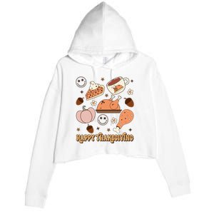 Happy Thanksgiving Groovy Family Thanksgiving Matching Outfits Crop Fleece Hoodie