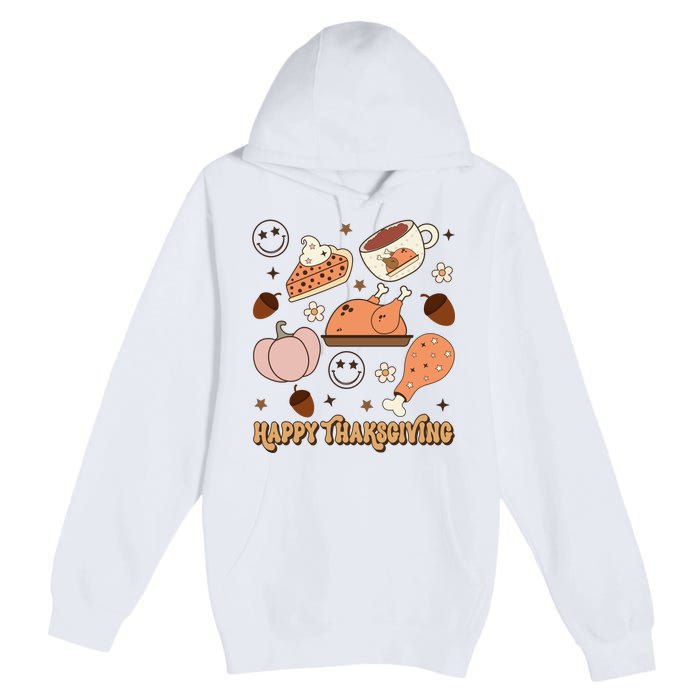 Happy Thanksgiving Groovy Family Thanksgiving Matching Outfits Premium Pullover Hoodie