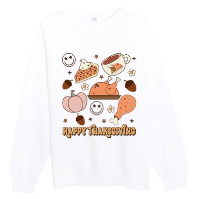 Happy Thanksgiving Groovy Family Thanksgiving Matching Outfits Premium Crewneck Sweatshirt