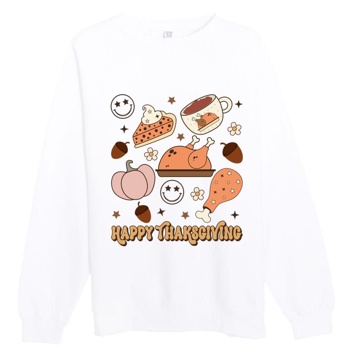 Happy Thanksgiving Groovy Family Thanksgiving Matching Outfits Premium Crewneck Sweatshirt