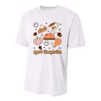 Happy Thanksgiving Groovy Family Thanksgiving Matching Outfits Youth Performance Sprint T-Shirt