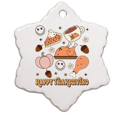 Happy Thanksgiving Groovy Family Thanksgiving Matching Outfits Ceramic Star Ornament