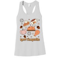 Happy Thanksgiving Groovy Family Thanksgiving Matching Outfits Women's Racerback Tank