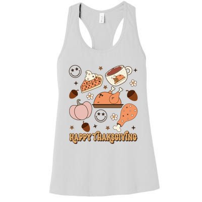 Happy Thanksgiving Groovy Family Thanksgiving Matching Outfits Women's Racerback Tank