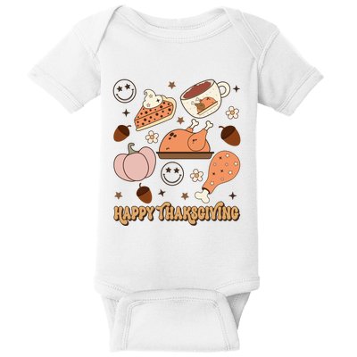 Happy Thanksgiving Groovy Family Thanksgiving Matching Outfits Baby Bodysuit