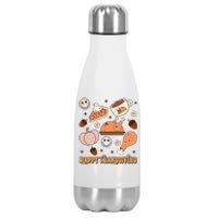 Happy Thanksgiving Groovy Family Thanksgiving Matching Outfits Stainless Steel Insulated Water Bottle