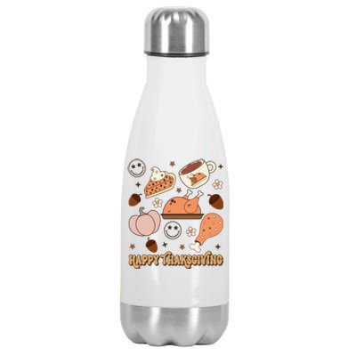 Happy Thanksgiving Groovy Family Thanksgiving Matching Outfits Stainless Steel Insulated Water Bottle