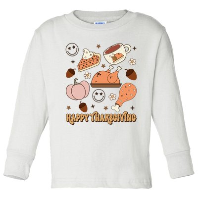 Happy Thanksgiving Groovy Family Thanksgiving Matching Outfits Toddler Long Sleeve Shirt