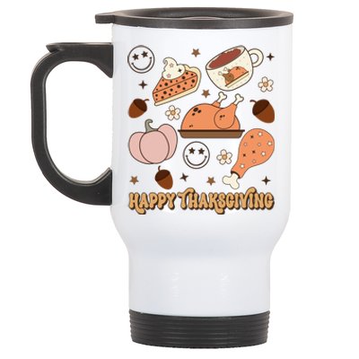 Happy Thanksgiving Groovy Family Thanksgiving Matching Outfits Stainless Steel Travel Mug