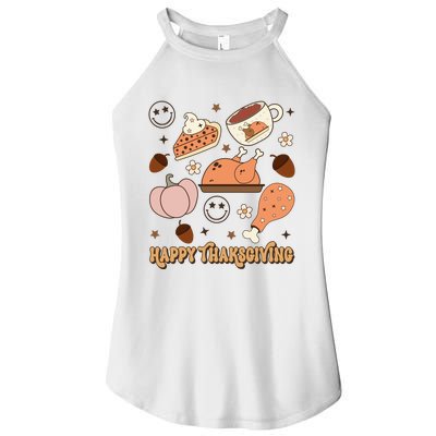 Happy Thanksgiving Groovy Family Thanksgiving Matching Outfits Women's Perfect Tri Rocker Tank