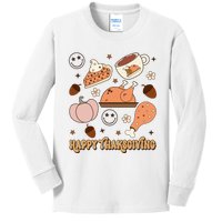 Happy Thanksgiving Groovy Family Thanksgiving Matching Outfits Kids Long Sleeve Shirt