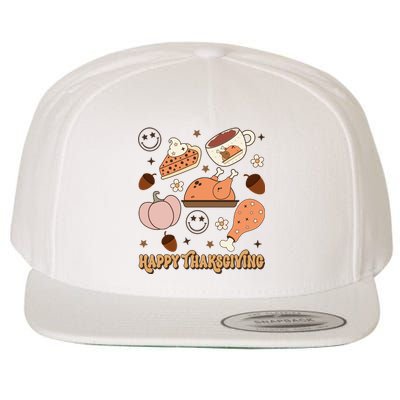 Happy Thanksgiving Groovy Family Thanksgiving Matching Outfits Wool Snapback Cap